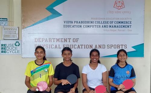 Vidya Prabodhini College Women Table Tennis team Secured Championship at the Invited Inter-Collegiate Table Tennis Tournament Organised by GVM's College Ponda.